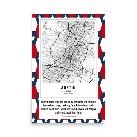 2 Chronicles 7:14 Austin TX Art Print 