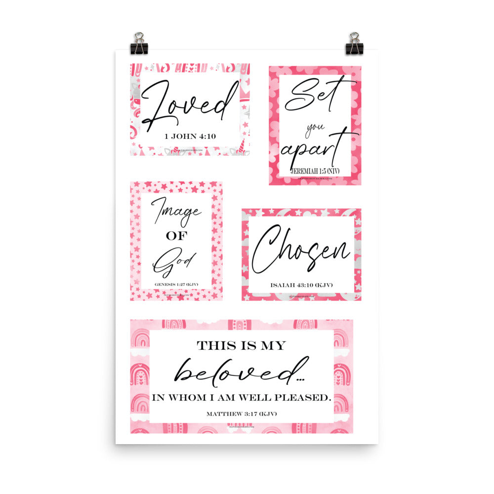 Soft pink Spiritual Identity 5 pack art prints - 24x36