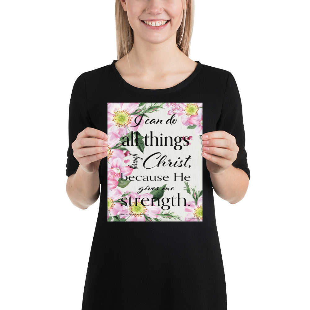 Philippians 4:13 Bible verse art print 8x10