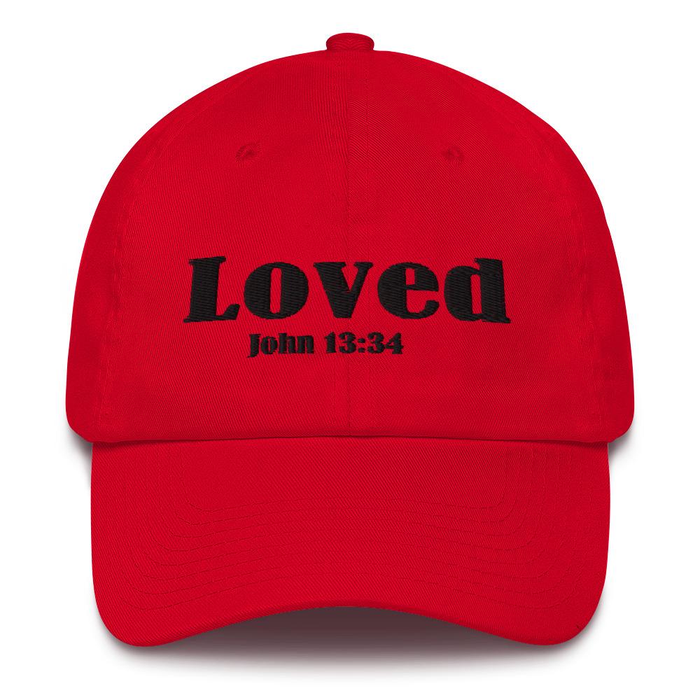 John 13:34 Loved Cotton Cap Red