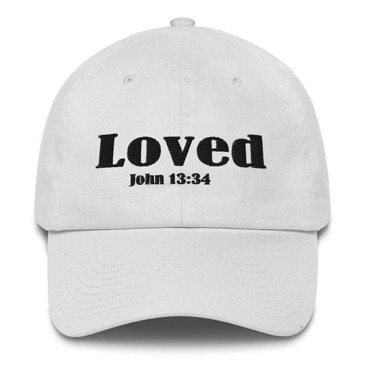 John 13:34 Loved Cotton Cap White