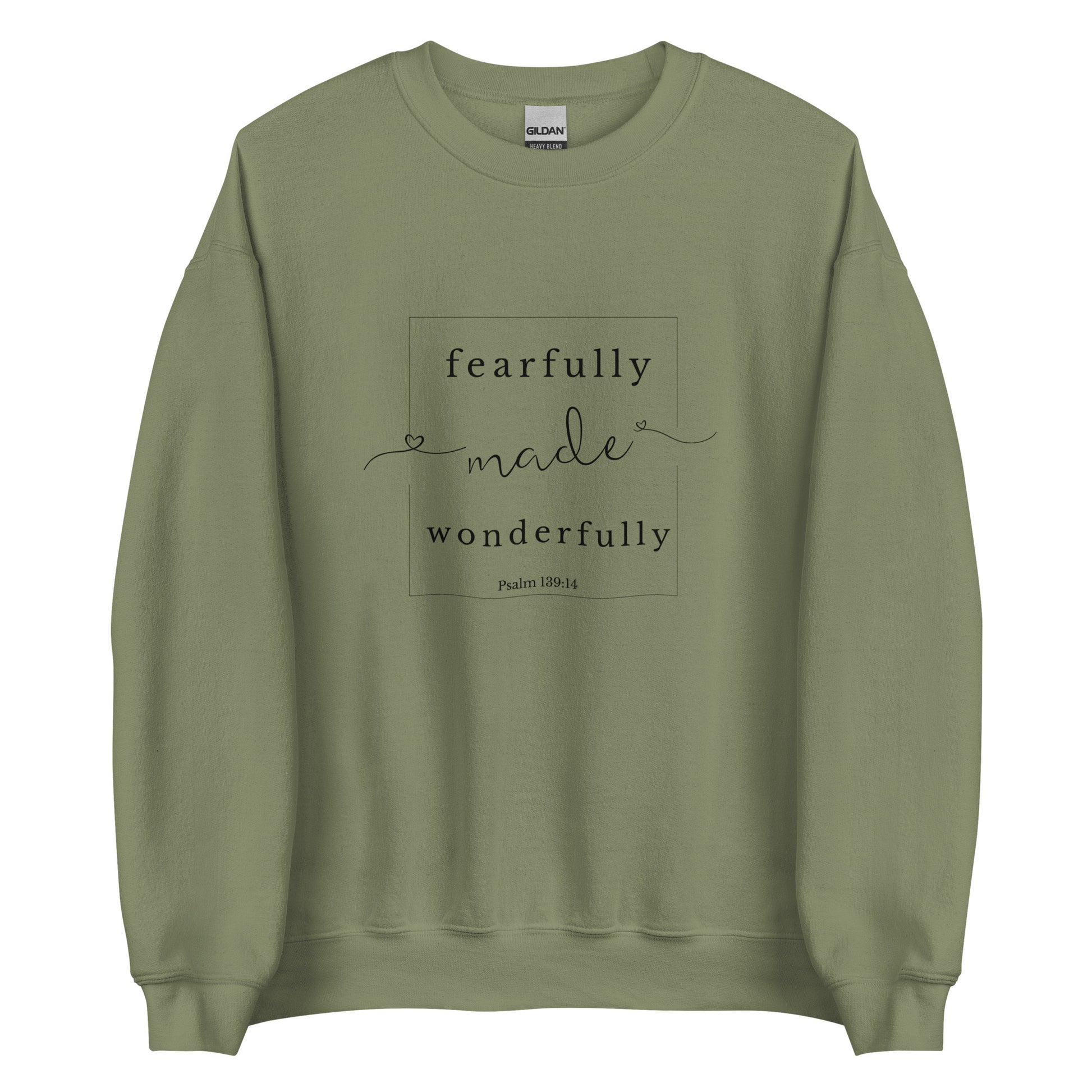 Psalm 139:14 Crew neck Sweatshirt - military green front