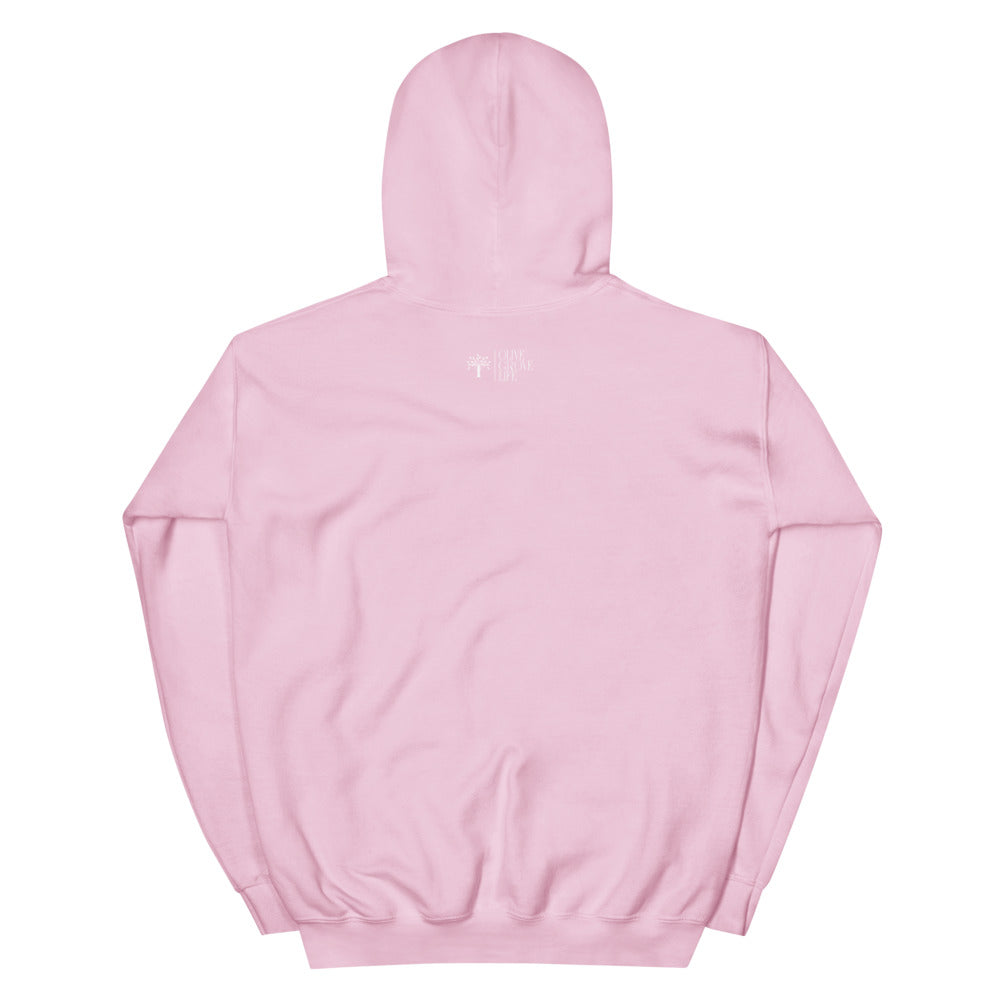By Faith Embroidered Unisex Hoodie back view light pink