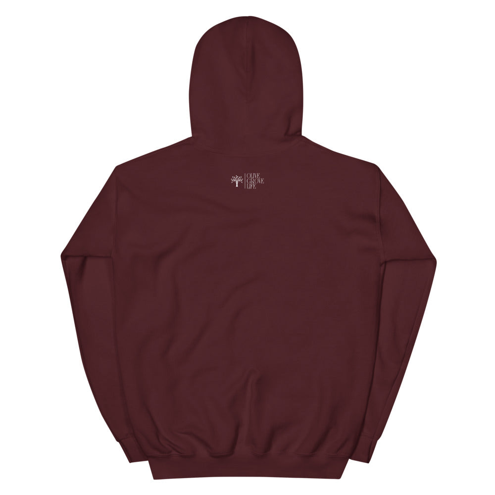 By Faith Embroidered Unisex Hoodie back view maroon 