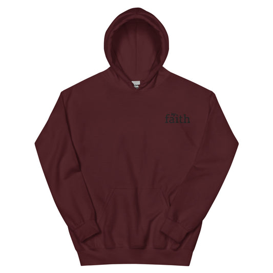 By Faith Embroidered Unisex Hoodie maroon