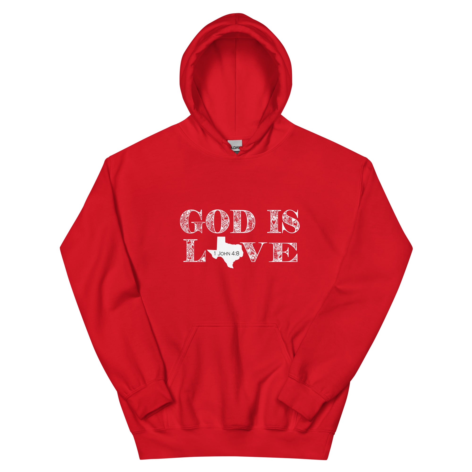 1 John 4:8 God Is Love Unisex Hoodie (Texas) – Olive Grove Life