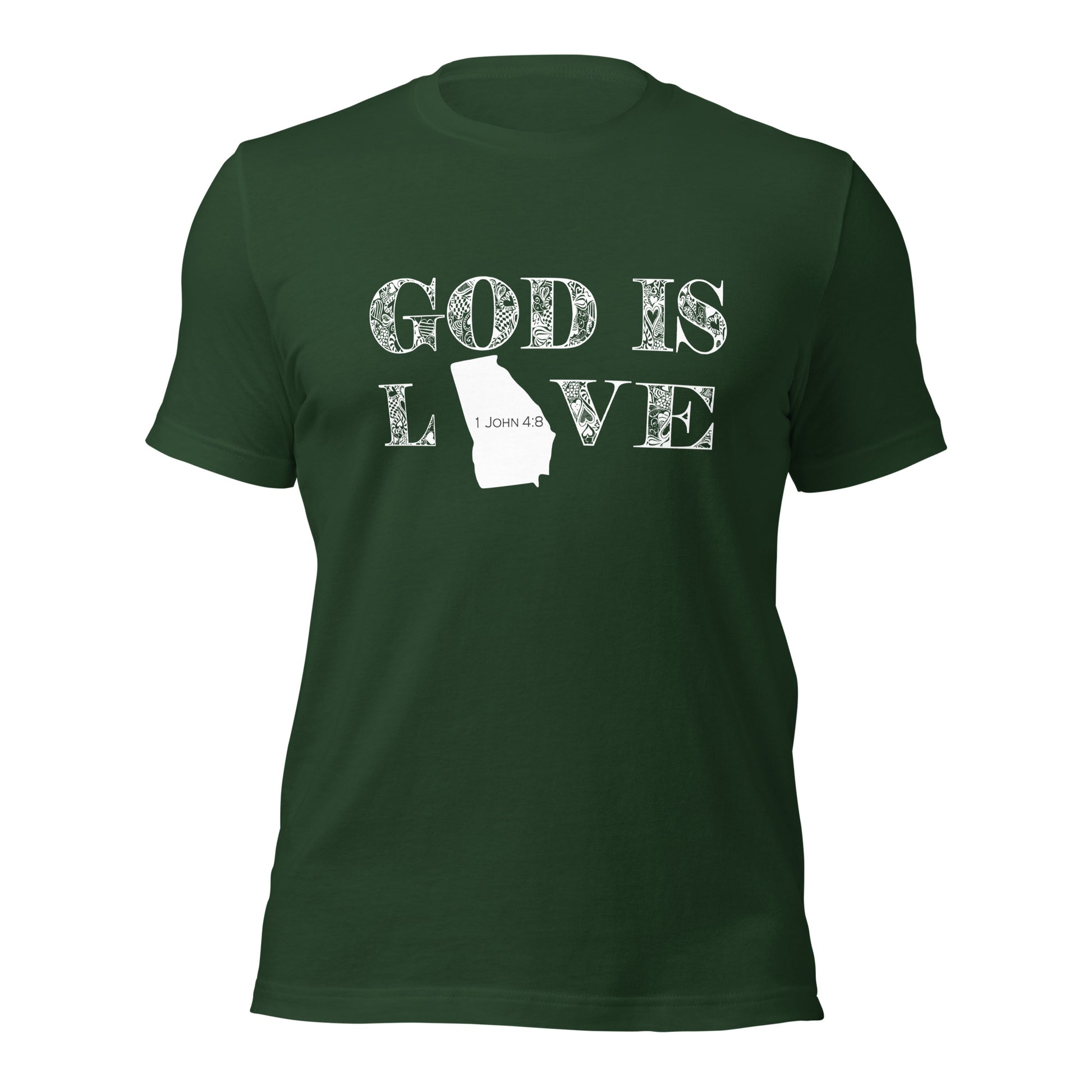 1 John 4:8 God is love Georgia T-shirt forest