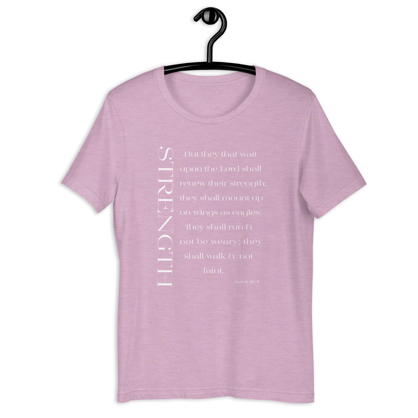 Isaiah 40:31 Strength Short-Sleeve Unisex T-Shirt heather prism lilac on hanger