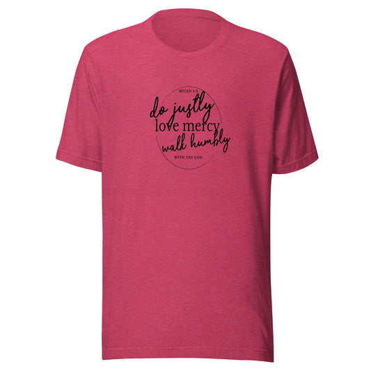 Micah 6:8 Short-Sleeve Unisex T-Shirt Heather Raspberry front