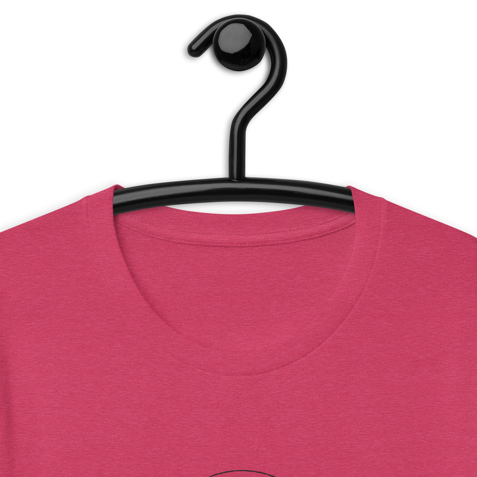 Micah 6:8 Short-Sleeve Unisex T-Shirt Heather Raspberry on hanger closeup on neckline