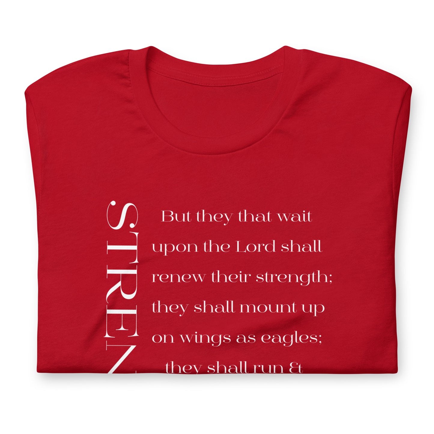 Isaiah 40:31 Strength Short-Sleeve Unisex T-Shirt red folded