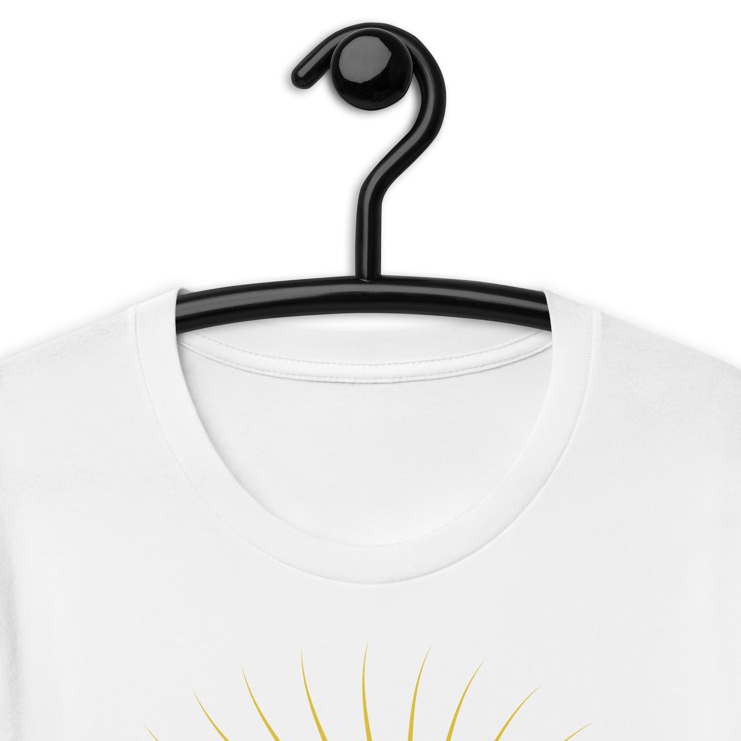 Matthew 5:16 Shine Short-Sleeve Unisex T-Shirt White on hanger closeup of neckline