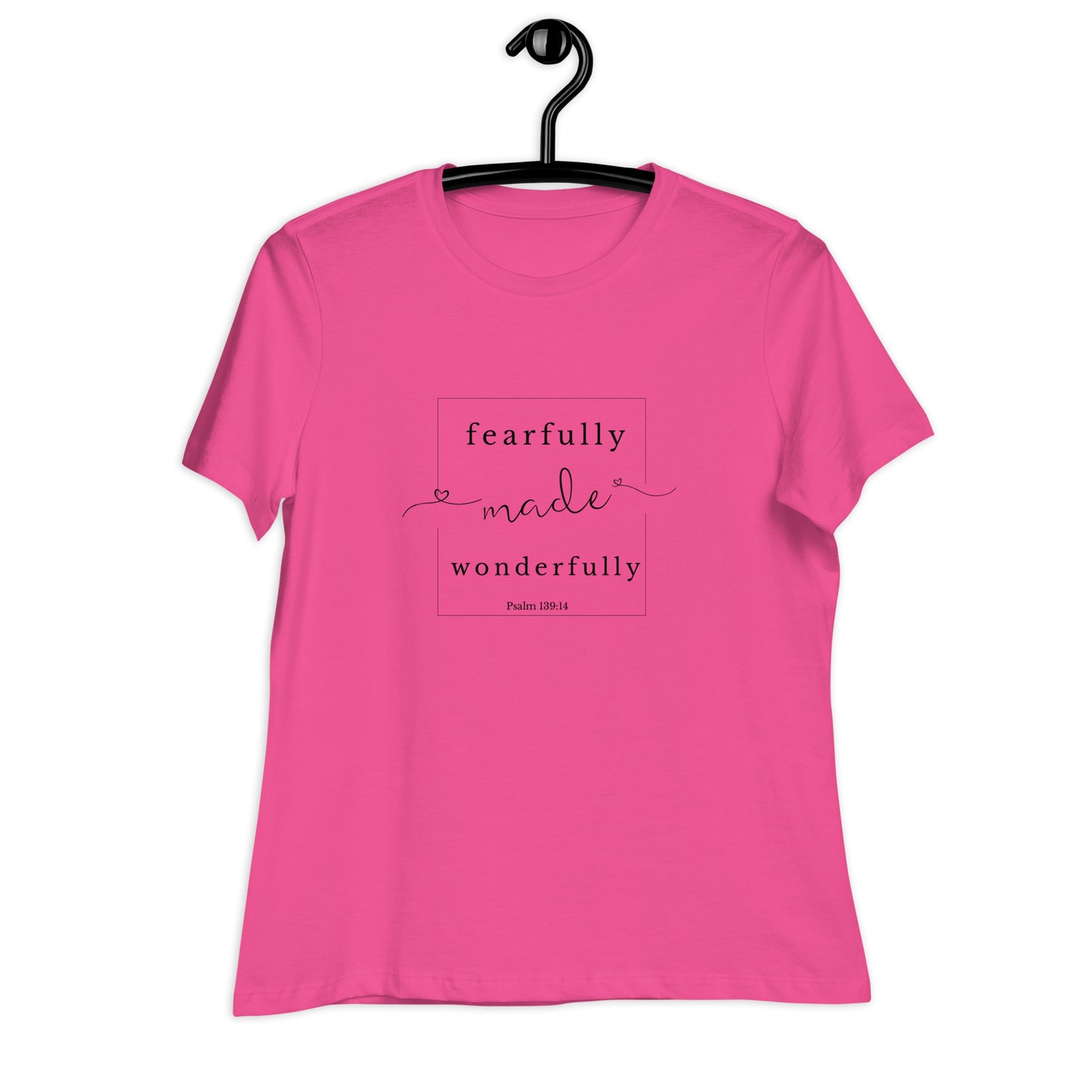 Psalm 139:14 T-Shirt - berry front on hanger