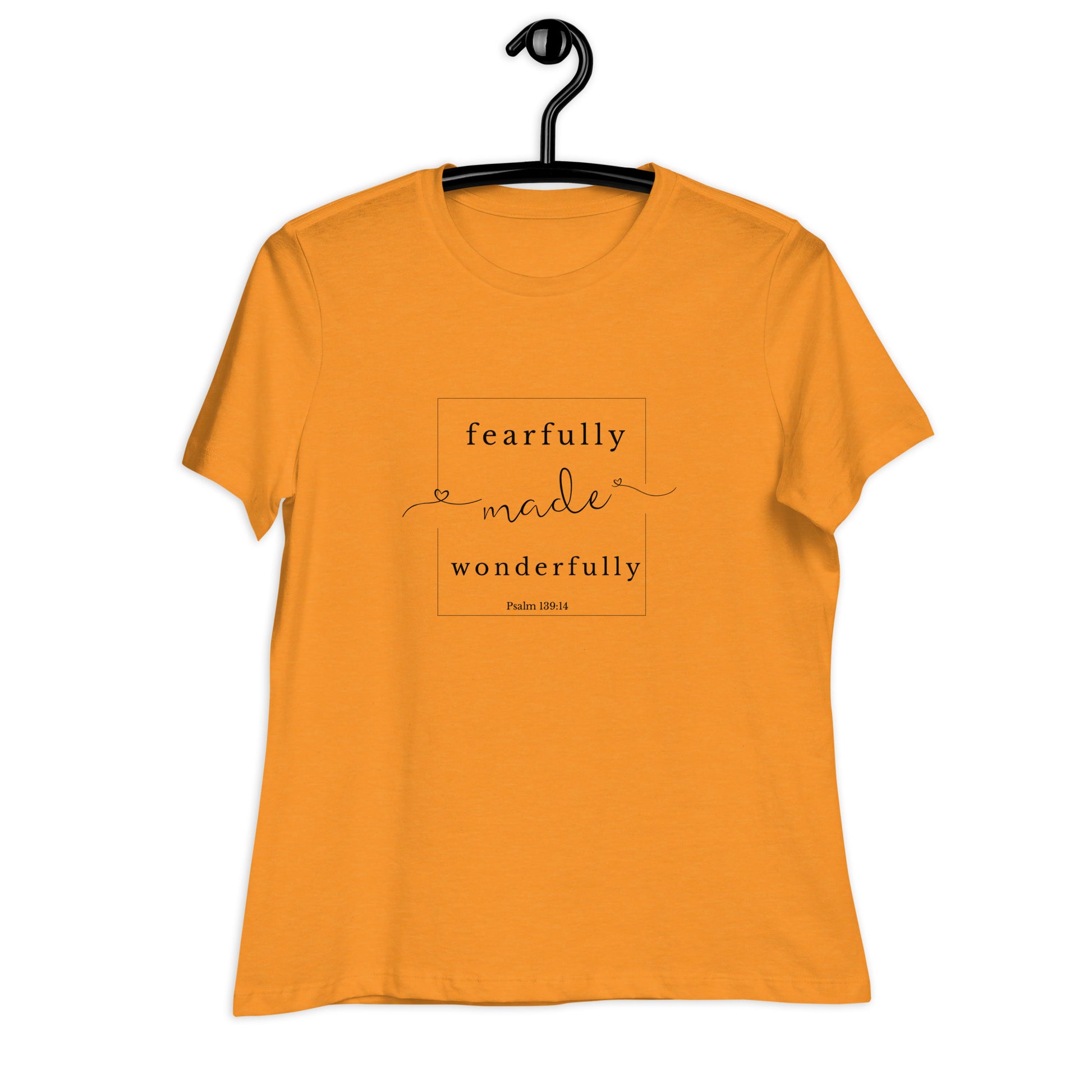 Psalm 139:14 T-Shirt - heather marmalade front on hanger